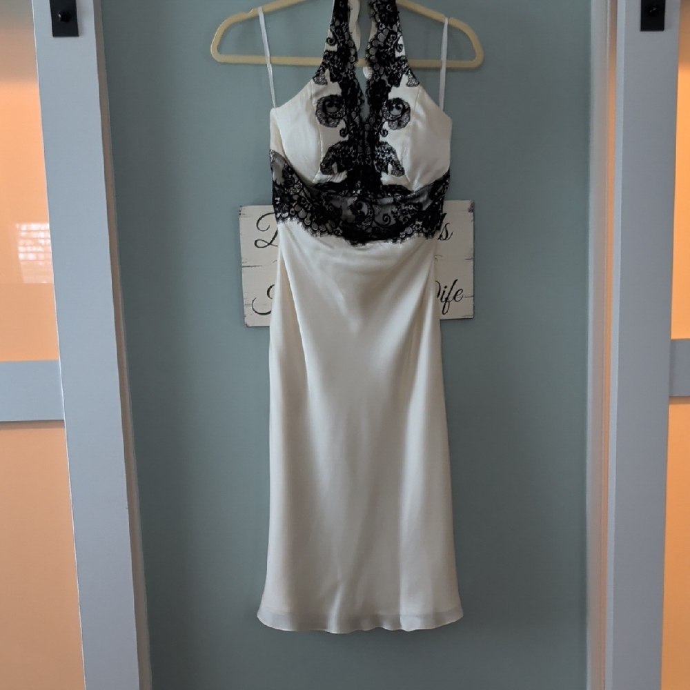 White House Black Market Backless Dress with Black Lace
